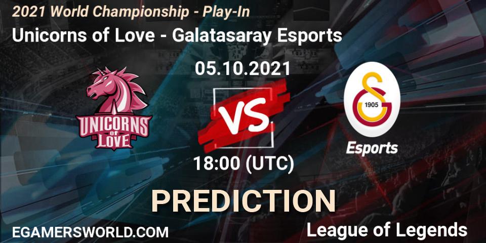 Pronóstico Unicorns of Love - Galatasaray Esports. 05.10.21, LoL, 2021 World Championship - Play-In
