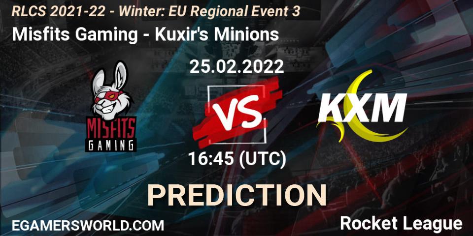 Pronóstico Misfits Gaming - Kuxir's Minions. 25.02.2022 at 16:45, Rocket League, RLCS 2021-22 - Winter: EU Regional Event 3