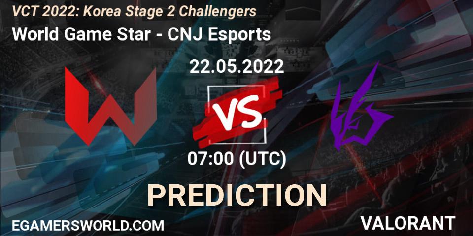 Pronóstico World Game Star - CNJ Esports. 22.05.22, VALORANT, VCT 2022: Korea Stage 2 Challengers