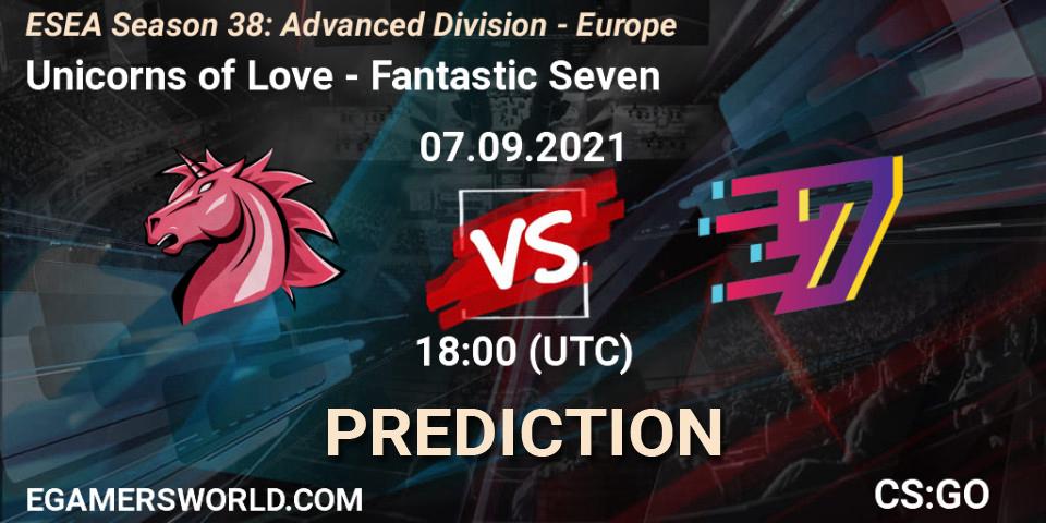 Pronóstico Unicorns of Love - Fantastic Seven. 07.09.2021 at 18:00, Counter-Strike (CS2), ESEA Season 38: Advanced Division - Europe