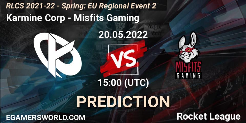 Pronóstico Karmine Corp - Misfits Gaming. 20.05.2022 at 15:00, Rocket League, RLCS 2021-22 - Spring: EU Regional Event 2