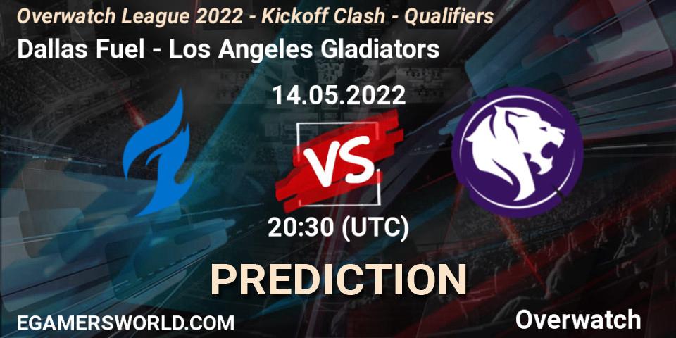 Pronóstico Dallas Fuel - Los Angeles Gladiators. 14.05.2022 at 20:30, Overwatch, Overwatch League 2022 - Kickoff Clash - Qualifiers