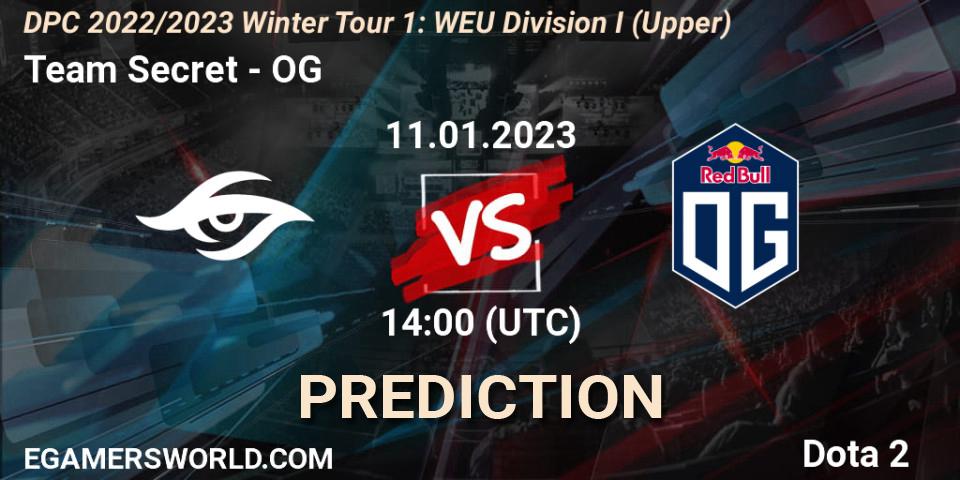 Pronóstico Team Secret - OG. 11.01.2023 at 14:01, Dota 2, DPC 2022/2023 Winter Tour 1: WEU Division I (Upper)