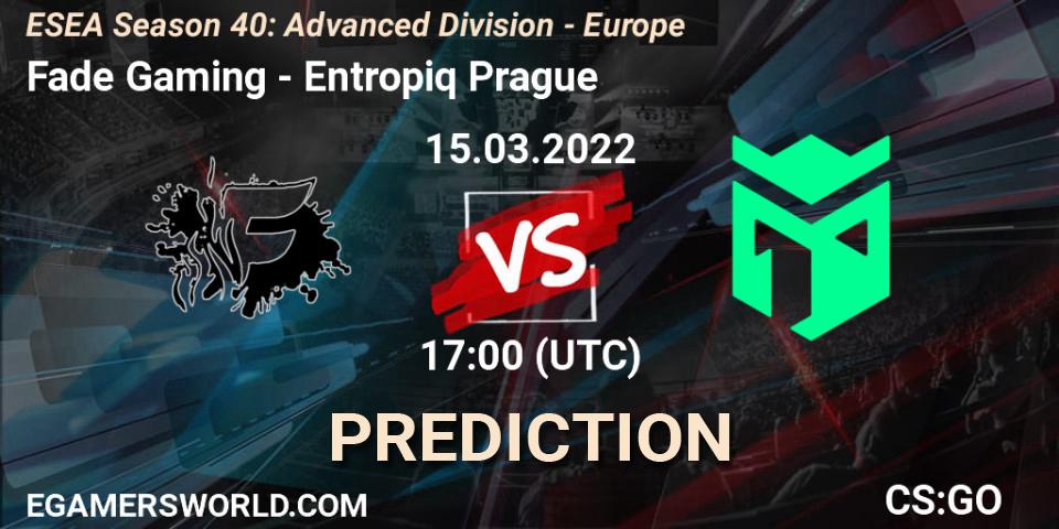 Pronóstico Fade Gaming - Entropiq Prague. 15.03.2022 at 17:00, Counter-Strike (CS2), ESEA Season 40: Advanced Division - Europe