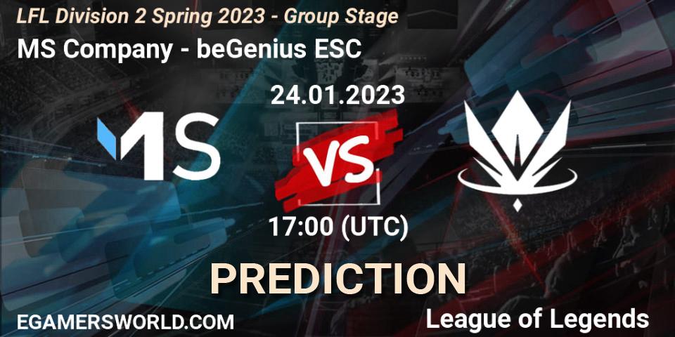 Pronóstico MS Company - beGenius ESC. 24.01.2023 at 18:15, LoL, LFL Division 2 Spring 2023 - Group Stage