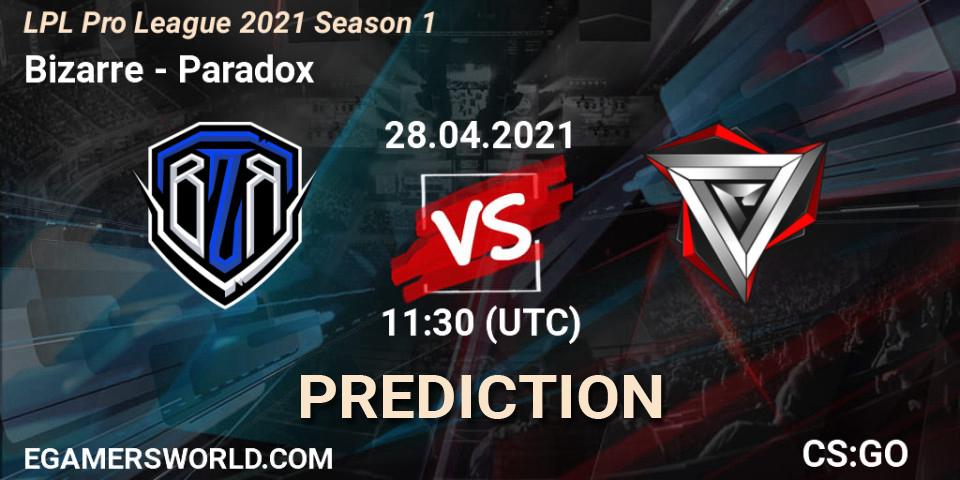Pronóstico Bizarre - Paradox. 28.04.2021 at 12:45, Counter-Strike (CS2), LPL Pro League 2021 Season 1