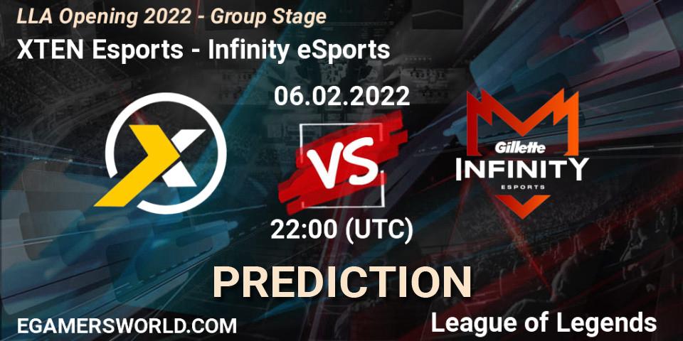 Pronóstico XTEN Esports - Infinity eSports. 06.02.2022 at 21:00, LoL, LLA Opening 2022 - Group Stage