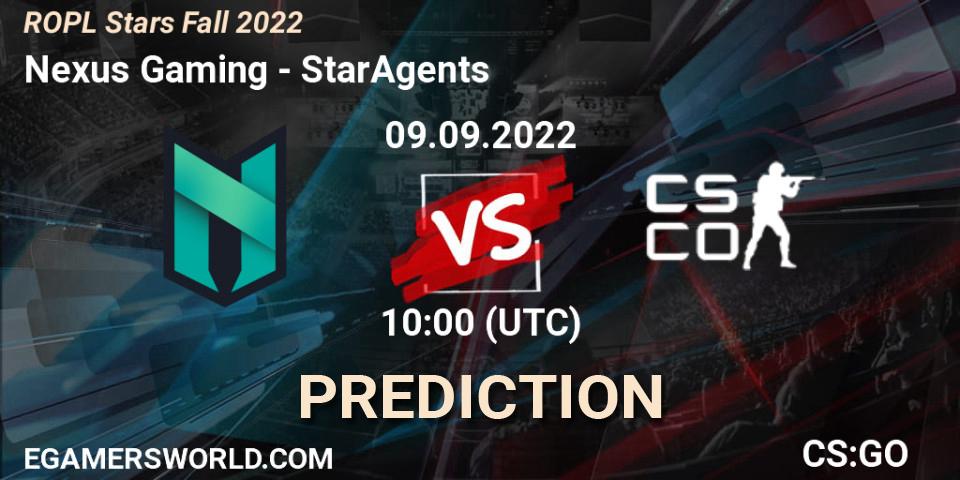 Pronóstico Nexus Gaming - StarAgents. 10.09.2022 at 11:00, Counter-Strike (CS2), ROPL Stars Fall 2022