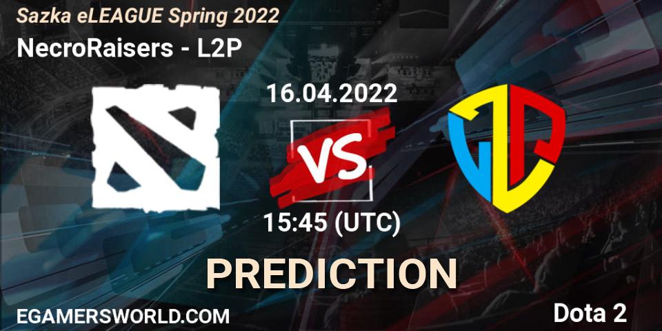 Pronóstico NecroRaisers - L2P. 16.04.2022 at 15:45, Dota 2, Sazka eLEAGUE Spring 2022