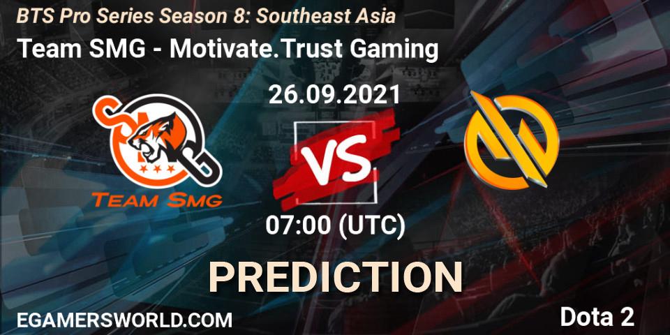 Pronóstico Team SMG - Motivate.Trust Gaming. 26.09.2021 at 07:00, Dota 2, BTS Pro Series Season 8: Southeast Asia