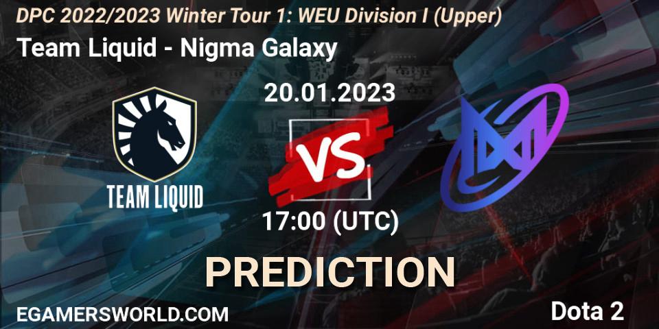 Pronóstico Team Liquid - Nigma Galaxy. 20.01.2023 at 16:53, Dota 2, DPC 2022/2023 Winter Tour 1: WEU Division I (Upper)