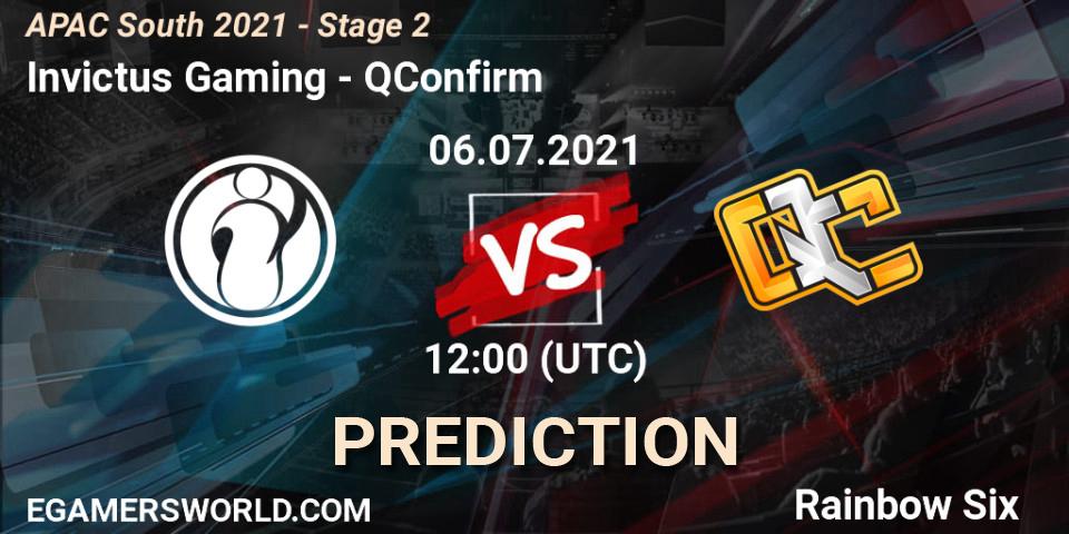 Pronóstico Invictus Gaming - QConfirm. 06.07.2021 at 12:00, Rainbow Six, APAC South 2021 - Stage 2