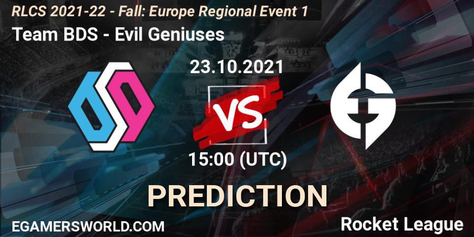 Pronóstico Team BDS - Evil Geniuses. 23.10.2021 at 15:00, Rocket League, RLCS 2021-22 - Fall: Europe Regional Event 1