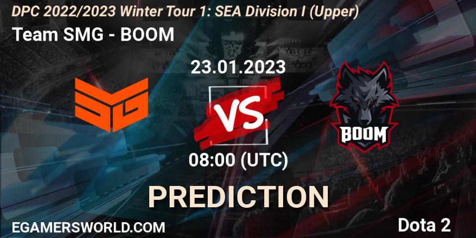 Pronóstico Team SMG - BOOM. 23.01.2023 at 08:00, Dota 2, DPC 2022/2023 Winter Tour 1: SEA Division I (Upper)