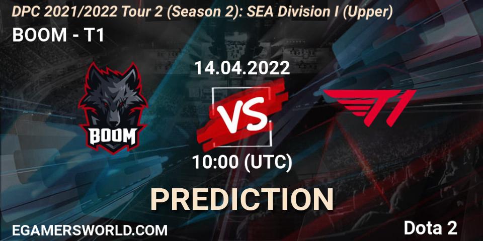Pronóstico BOOM - T1. 14.04.2022 at 11:28, Dota 2, DPC 2021/2022 Tour 2 (Season 2): SEA Division I (Upper)