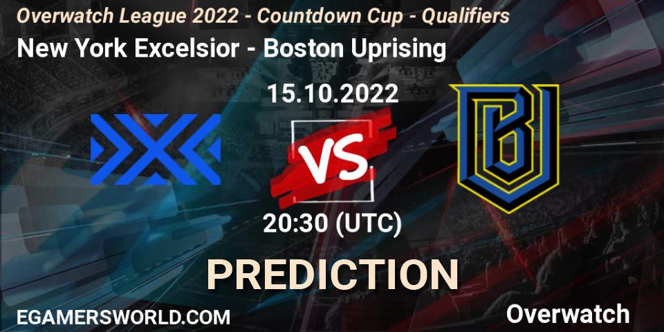 Pronóstico New York Excelsior - Boston Uprising. 15.10.2022 at 20:30, Overwatch, Overwatch League 2022 - Countdown Cup - Qualifiers