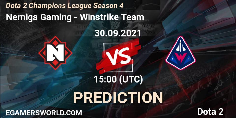 Pronóstico Nemiga Gaming - Winstrike Team. 30.09.2021 at 15:00, Dota 2, Dota 2 Champions League Season 4