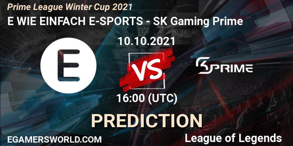 Pronóstico E WIE EINFACH E-SPORTS - SK Gaming Prime. 10.10.2021 at 16:00, LoL, Prime League Winter Cup 2021