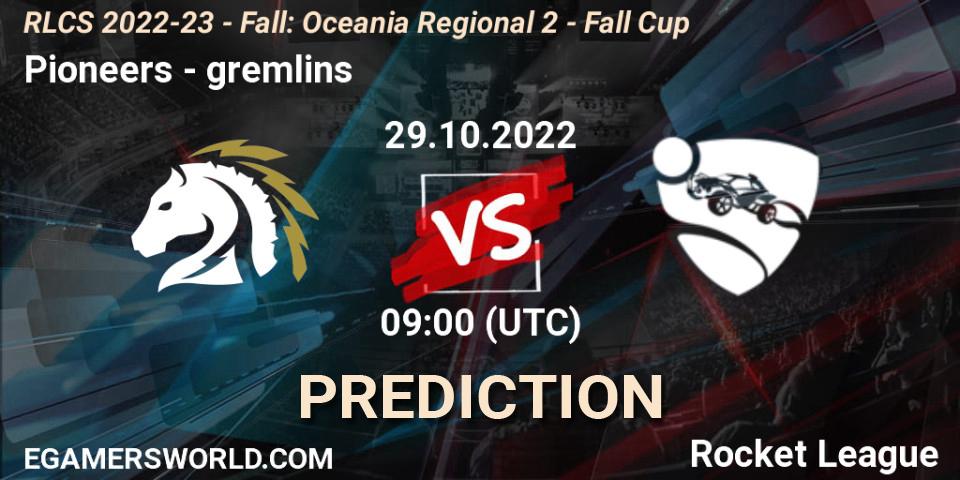 Pronóstico Pioneers - gremlins. 29.10.2022 at 09:20, Rocket League, RLCS 2022-23 - Fall: Oceania Regional 2 - Fall Cup