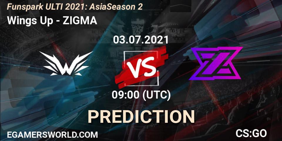 Pronóstico Wings Up - ZIGMA. 03.07.2021 at 09:00, Counter-Strike (CS2), Funspark ULTI 2021: Asia Season 2