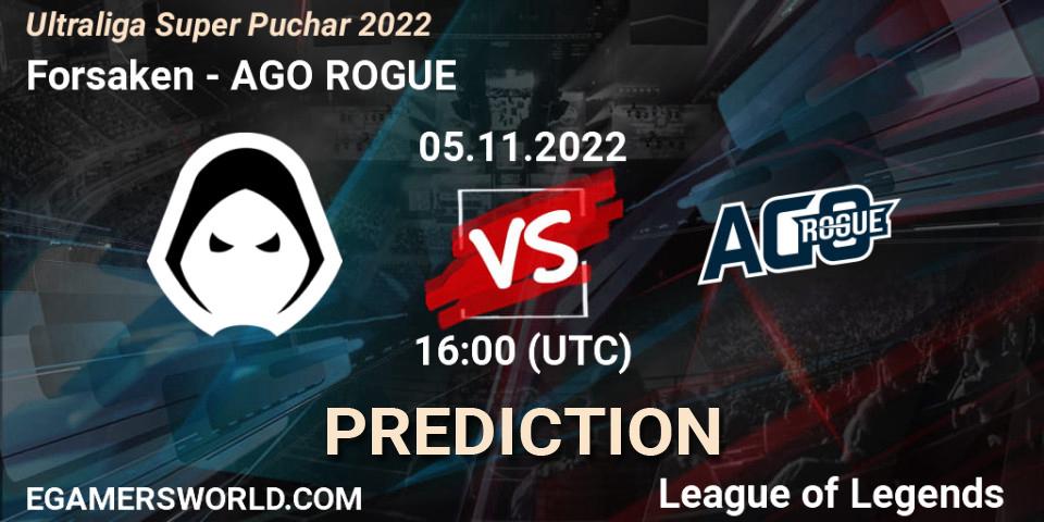 Pronóstico Forsaken - AGO ROGUE. 05.11.2022 at 16:00, LoL, Ultraliga Super Puchar 2022