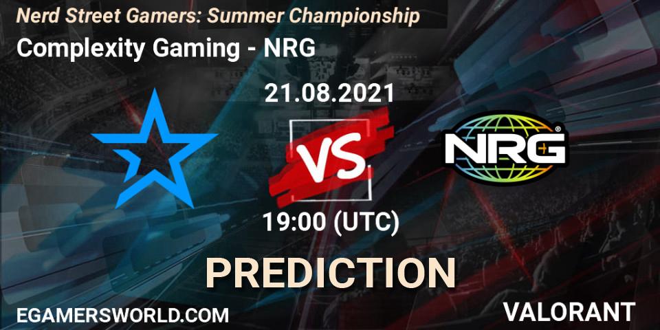 Pronóstico Complexity Gaming - NRG. 21.08.2021 at 19:00, VALORANT, Nerd Street Gamers: Summer Championship