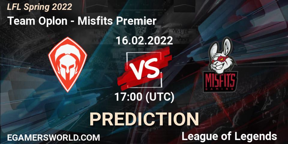 Pronóstico Team Oplon - Misfits Premier. 16.02.2022 at 17:00, LoL, LFL Spring 2022