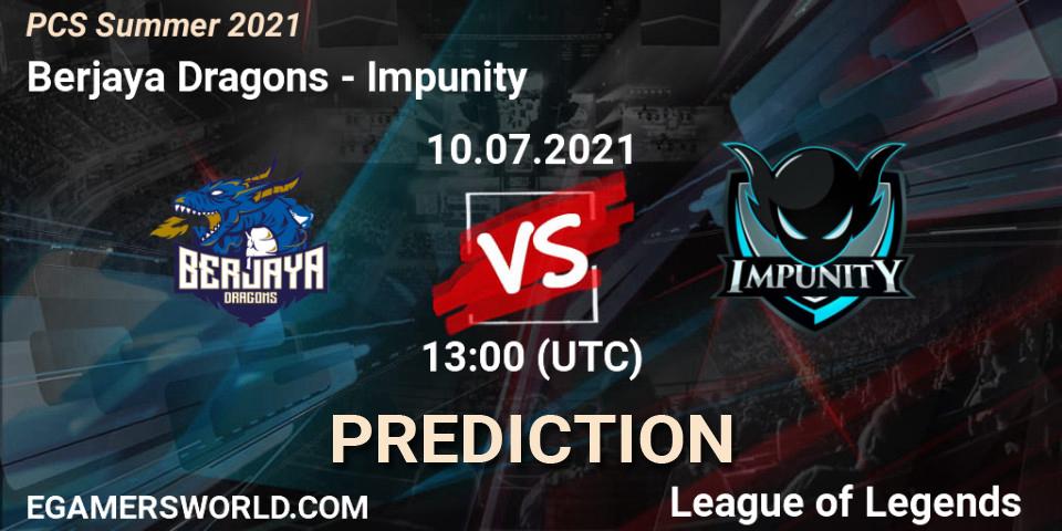 Pronóstico Berjaya Dragons - Impunity. 11.07.2021 at 07:30, LoL, PCS Summer 2021