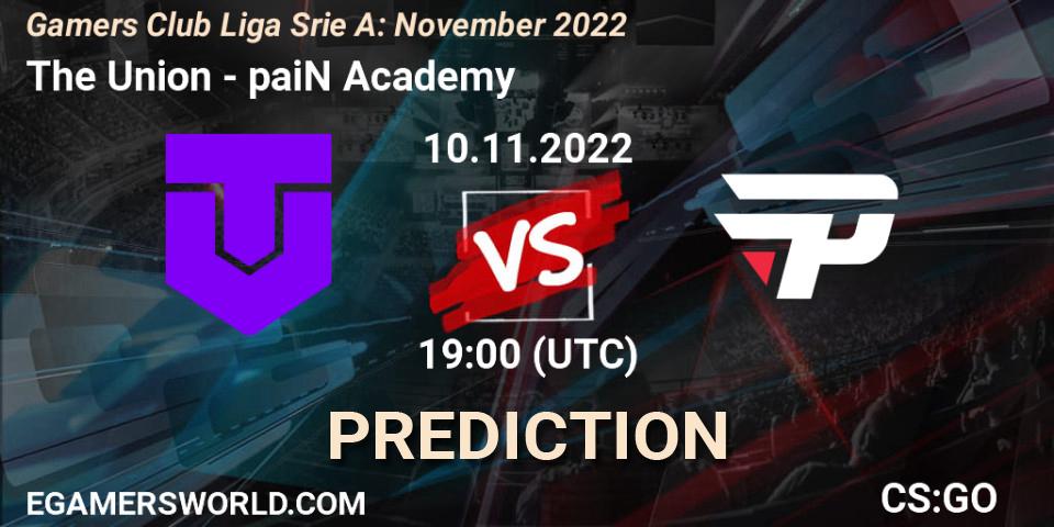 Pronóstico The Union - paiN Academy. 10.11.22, CS2 (CS:GO), Gamers Club Liga Série A: November 2022
