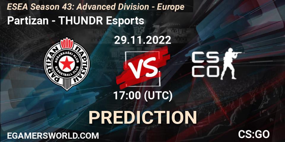 Pronóstico Partizan - THUNDR Esports. 29.11.22, CS2 (CS:GO), ESEA Season 43: Advanced Division - Europe