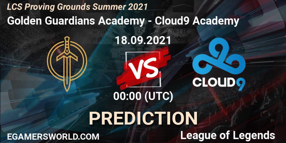 Pronóstico Golden Guardians Academy - Cloud9 Academy. 18.09.21, LoL, LCS Proving Grounds Summer 2021