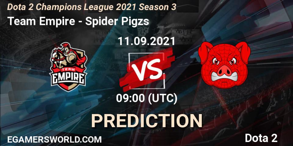 Pronóstico Team Empire - Spider Pigzs. 11.09.2021 at 09:00, Dota 2, Dota 2 Champions League 2021 Season 3
