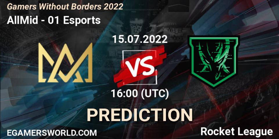 Pronóstico AllMid - 01 Esports. 15.07.2022 at 16:00, Rocket League, Gamers Without Borders 2022