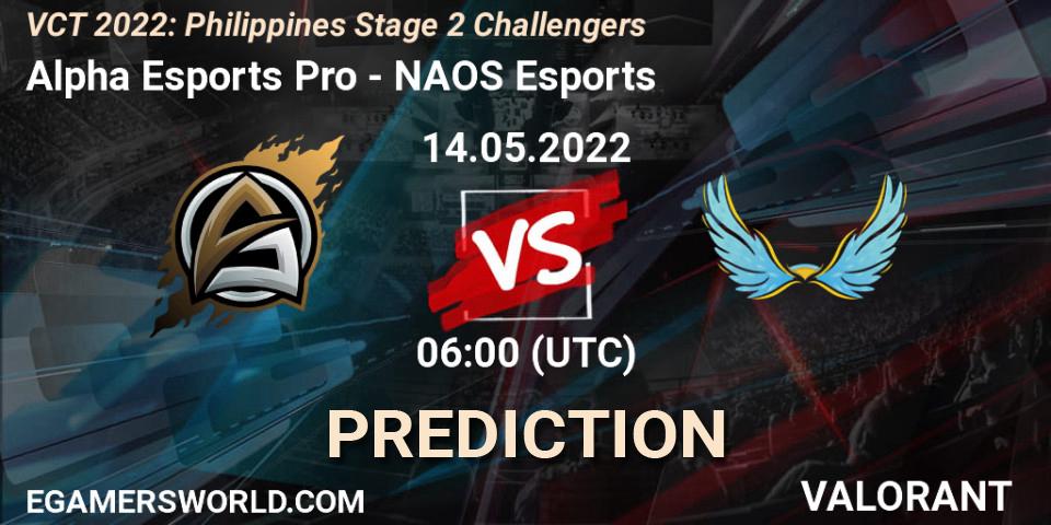 Pronóstico Alpha Esports Pro - NAOS Esports. 14.05.2022 at 06:00, VALORANT, VCT 2022: Philippines Stage 2 Challengers