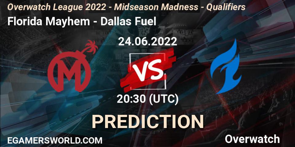 Pronóstico Florida Mayhem - Dallas Fuel. 24.06.2022 at 20:30, Overwatch, Overwatch League 2022 - Midseason Madness - Qualifiers