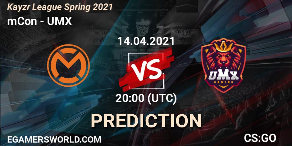 Pronóstico mCon - UMX. 14.04.2021 at 20:00, Counter-Strike (CS2), Kayzr League Spring 2021