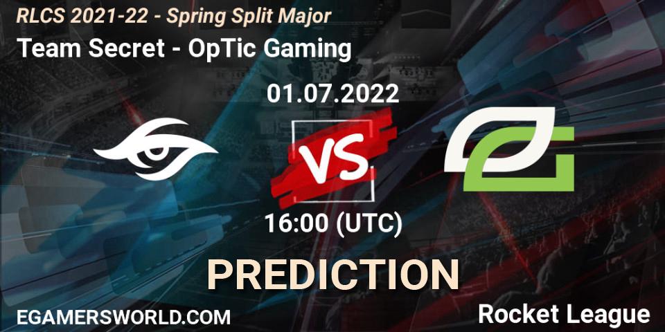 Pronóstico Team Secret - OpTic Gaming. 01.07.22, Rocket League, RLCS 2021-22 - Spring Split Major