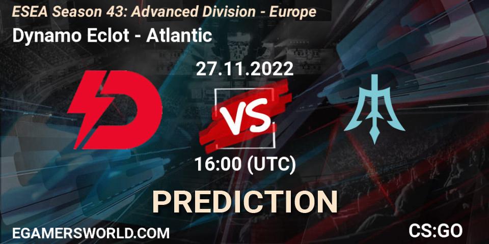 Pronóstico Dynamo Eclot - Atlantic. 27.11.22, CS2 (CS:GO), ESEA Season 43: Advanced Division - Europe