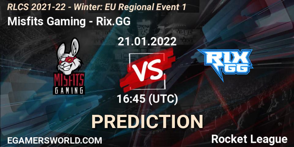 Pronóstico Misfits Gaming - Rix.GG. 21.01.2022 at 16:45, Rocket League, RLCS 2021-22 - Winter: EU Regional Event 1
