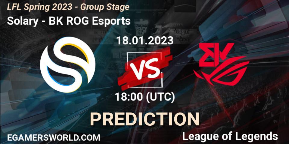 Pronóstico Solary - BK ROG Esports. 18.01.2023 at 18:00, LoL, LFL Spring 2023 - Group Stage