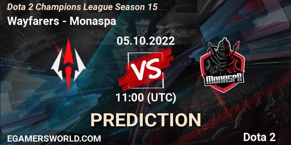 Pronóstico Wayfarers - Monaspa. 05.10.2022 at 11:05, Dota 2, Dota 2 Champions League Season 15