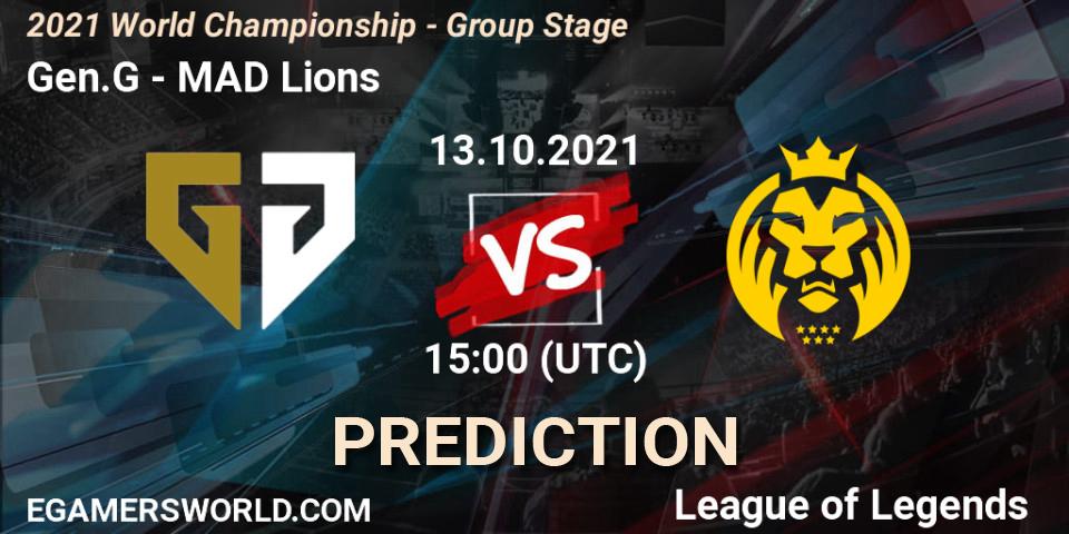 Pronóstico Gen.G - MAD Lions. 18.10.2021 at 11:00, LoL, 2021 World Championship - Group Stage