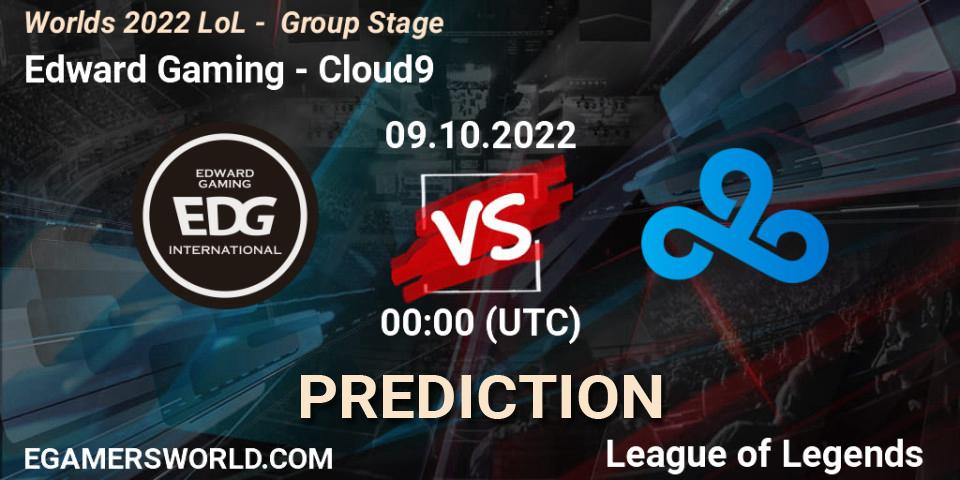 Pronóstico Edward Gaming - Cloud9. 09.10.2022 at 00:00, LoL, Worlds 2022 LoL - Group Stage