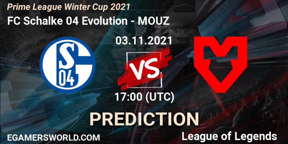 Pronóstico FC Schalke 04 Evolution - MOUZ. 03.11.2021 at 17:00, LoL, Prime League Winter Cup 2021