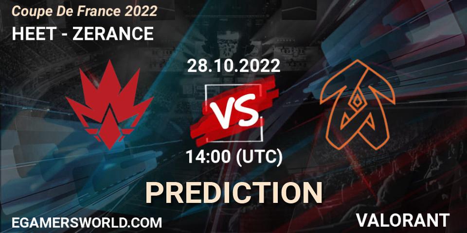 Pronóstico HEET - ZERANCE. 28.10.2022 at 14:00, VALORANT, Coupe De France 2022
