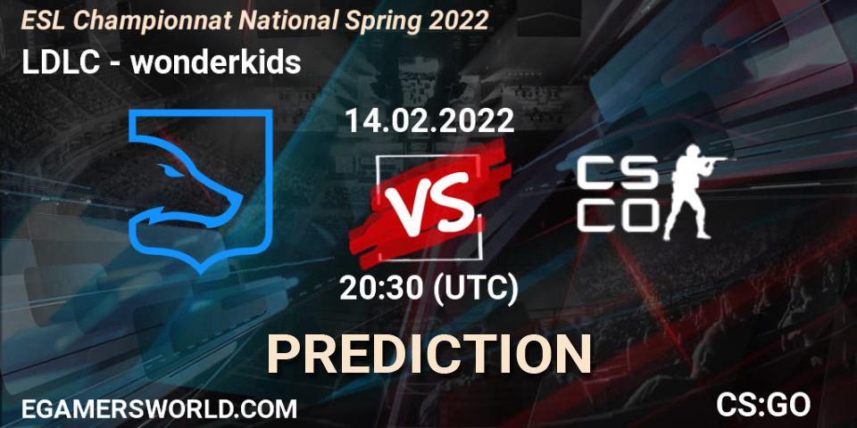 Pronóstico LDLC - wonderkids. 14.02.2022 at 20:30, Counter-Strike (CS2), ESL Championnat National Spring 2022