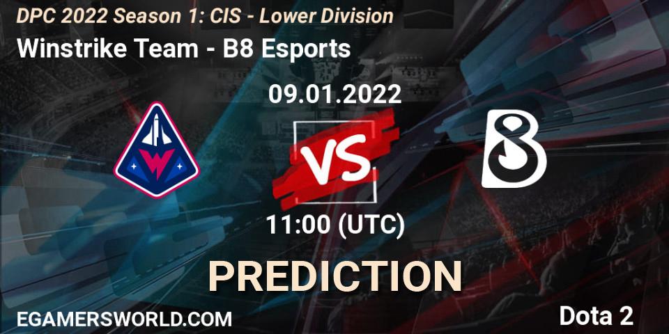 Pronóstico Winstrike Team - B8 Esports. 09.01.2022 at 11:00, Dota 2, DPC 2022 Season 1: CIS - Lower Division