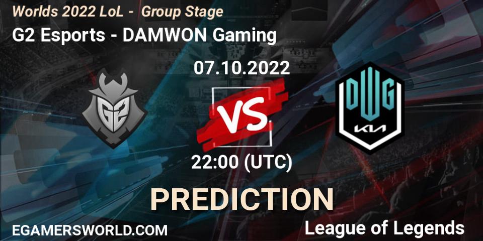 Pronóstico G2 Esports - DAMWON Gaming. 07.10.2022 at 22:00, LoL, Worlds 2022 LoL - Group Stage