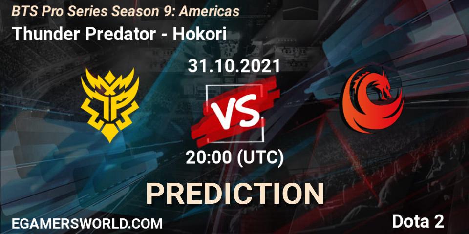 Pronóstico Thunder Predator - Hokori. 30.10.2021 at 01:16, Dota 2, BTS Pro Series Season 9: Americas