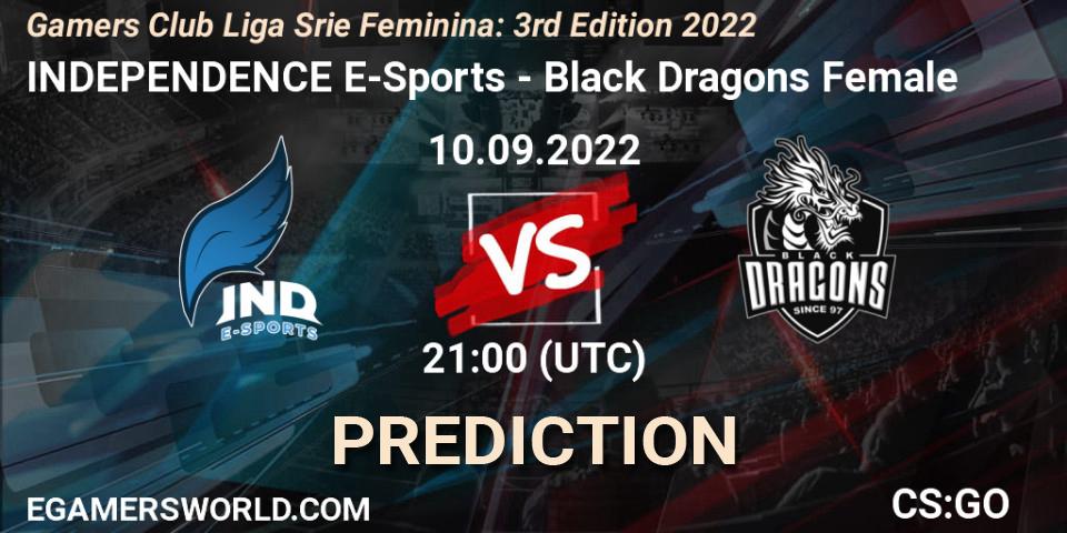 Pronóstico INDEPENDENCE E-Sports - Black Dragons Female. 10.09.2022 at 21:00, Counter-Strike (CS2), Gamers Club Liga Série Feminina: 3rd Edition 2022